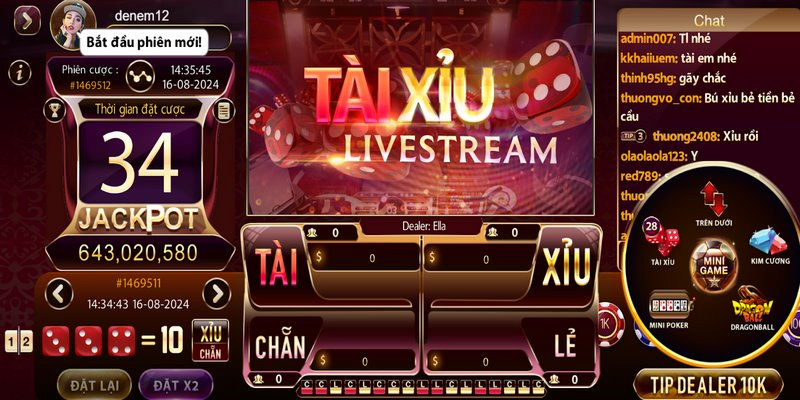 Các lựa chọn cược khi tham gia trò chơi Tài xỉu live stream